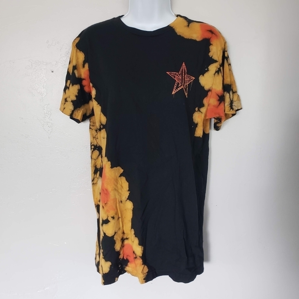 Jeffree Star Medium Short Sleeve T-shirt Orange Black Tie Dye Star Logo Top
